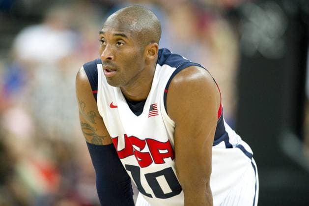 Kobe BRYANT (USA), nachdenklich, nachdenkend, halbe Figur, Halbfigur, USA (USA)- Spanien (ESP) 107:100, Basketball Finale der Maenner am 12.08.2012, Olympische Sommerspiele 2012 in London vom 27.07. - 12.08.2012 in London Grossbritannien.