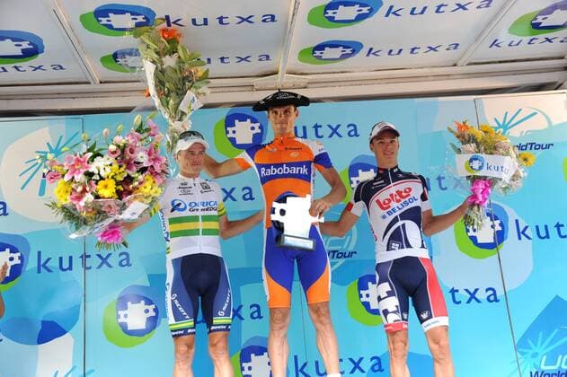 2012, Clasica San Sebastian, Sieger Luis Leon Sanchez Gil (ESP Rabobank), Simon Gerrans (Australia Orica Greenedge), Gianni Meersman (BEL Looto Belisol), San Sebastian 