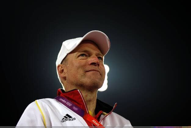 11.08.2012, Olympische Sommerspiele 2012 in London, Hockey Männer, Finale Deutschland - Holland, Nach dem Sieg ist Trainer Markus Weise (GER) zufrieden.