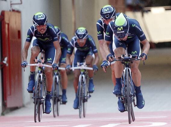 Team Movistar during Special Crono Stage.August 18,2012.  (201208182748)