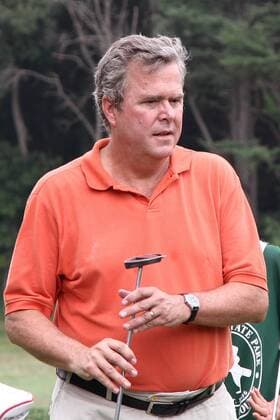 Aug. 22, 2012 - Bethpage, NY, U.S - Former Florida Govenor Jeb Bush walks off the 18th hole during the 2012 Pro-Am tournament at Bethpage State Park in Bethpage, NY on Wednesday, August 22nd. PGA Golf Herren 2012 - The Barclays Pro-Am - ZUMAc11