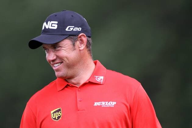 Aug. 22, 2012 - Bethpage, NY, U.S - PGA Golf Herren pro Lee Westwood smiles after his put on the 16th hole during the 2012 Pro-Am tournament at Bethpage State Park in Bethpage, NY on Wednesday, August 22nd. PGA Golf Herren 2012 - The Barclays Pro-Am - ZUMAc11