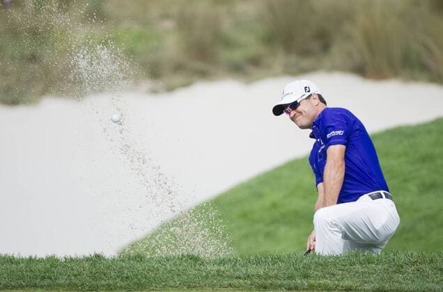 23 August 2012: Zach Johnson (USA) hits a ball out of the 16th hole bunker during The Barclays Championship for The FedEx Cup played at Bethpage Black in Farmingdale, NewYork. GOLF: AUG 23 PGA Golf Herren - The Barclays - First Round Icon20120823015 EDITORIAL USE ONLY