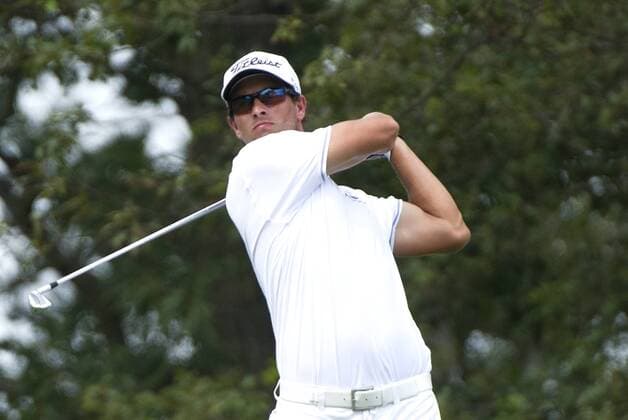24 August 2012: Adam Scott (AUS) tees off at the 18th hole during the second round of The Barclays Championship for The FedEx Cup played at Bethpage Black in Farmingdale, NewYork. GOLF: AUG 24 PGA Golf Herren - The Barclays - Second Round Icon082412424 EDITORIAL USE ONLY