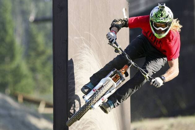 Aug. 11, 2012 - Whistler, British Columbia, Canada - Kelly McGarry riding the wall ride on the Dual Speed and Style course Dual Speed and Style at Crankworx Whistler  - ZUMAh10