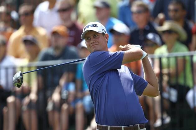 Aug. 26, 2012 - Bethpage, New York, U.S - Aug. 26, 2012 - Bethpage, New York, U.S - PGA Golf Herren pro Harris English hits his opening tee shot on the 1st hole during the final round the Barclays Tournament at Bethpage State Park. Golf 2012 - The Barclays Final Round - ZUMAc11