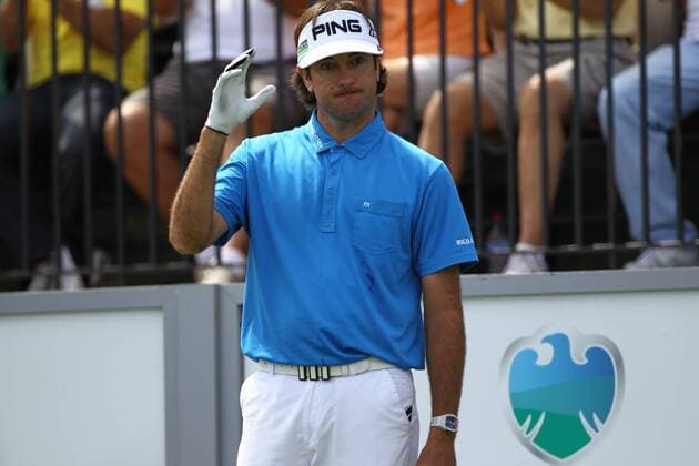 Aug. 26, 2012 - Bethpage, New York, U.S - Aug. 26, 2012 - Bethpage, New York, U.S - PGA Golf Herren pro Bubba Watson before his opening tee shot on the 1st hole during the final round the Barclays Tournament at Bethpage State Park. Golf 2012 - The Barclays Final Round - ZUMAc11