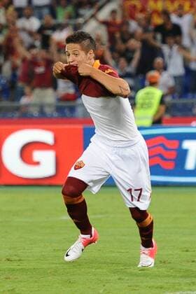 Jubel von Nicolas Lopez (Roma) , AS Rom - Catania Calcio AntoniettaxBaldassarre