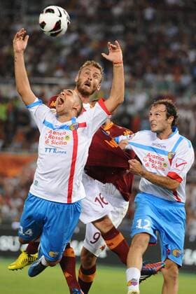 Daniele De Rossi (Roma) Giuseppe Belusci e Giovanni Marchese (Catania) , AS Rom - Catania Calcio AntoniettaxBaldassarre