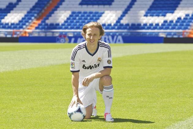 Luka Modric presentation as new Real Madrid player at Santiago Bernabeu Stadium on august 27th 2012...  (20263337)
