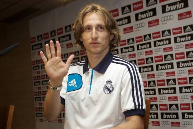 Luka Modric presentation as new Real Madrid player at Santiago Bernabeu Stadium on august 27th 2012...  (20263343)