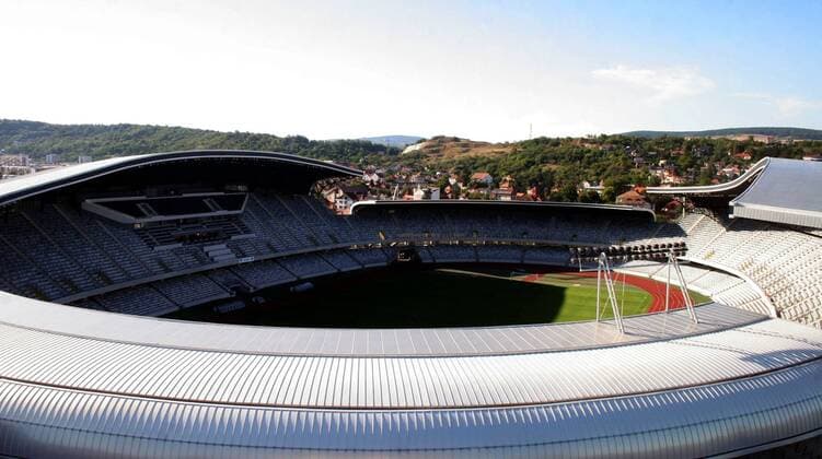 29.08.2012 Cluj-Napoca (Romania) New stadium Arena Cluj . FC CFR 1907 Cluj will play Champions League matches at these stadium.Who is domestic stadium of local club U-Cluj( FC Universitatea Cluj). Arena Cluj is multifunctional stadium with capacity 30.201 thousands seats. : 
