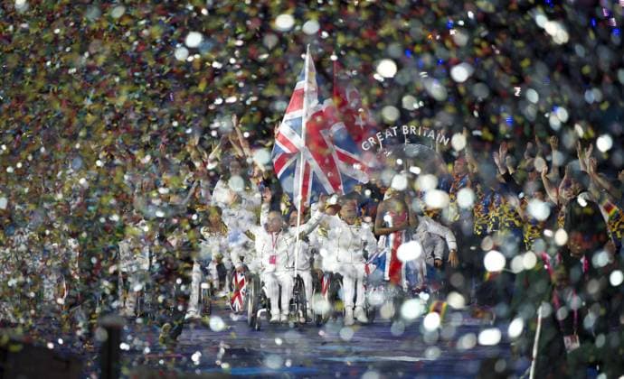 Team GB at the opening ceremony of the London 2012 Paralympic Games, Wednesday, 29th August 2012. Photo by: i-Images i-Images  SLK
