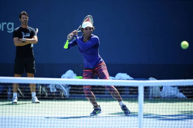 Serena Williams (USA) Patrick Mouratoglou (FRA) TENNIS : US Open - jour 5 - 31 08 2012 VirginieBouyer Tennismag Panoramic 