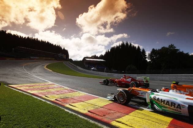 Motorsports: FIA Formula One World Championship 2012, Grand Prix of Belgium, 5 Fernando Alonso (ESP, Scuderia Ferrari), 12 Nico Hülkenberg (GER, Sahara Force India F1 Team), xHOCHxZWEIx