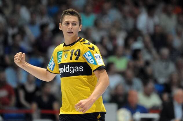 STEINHAUSER, Marius (Rhein-Neckar Löwen) jubelt freut sich Handball 1. Bundesliga: MT Melsungen - Rhein-Neckar Löwen am 01.09.2012, Rothenbachhalle - Saison 2011 2012.