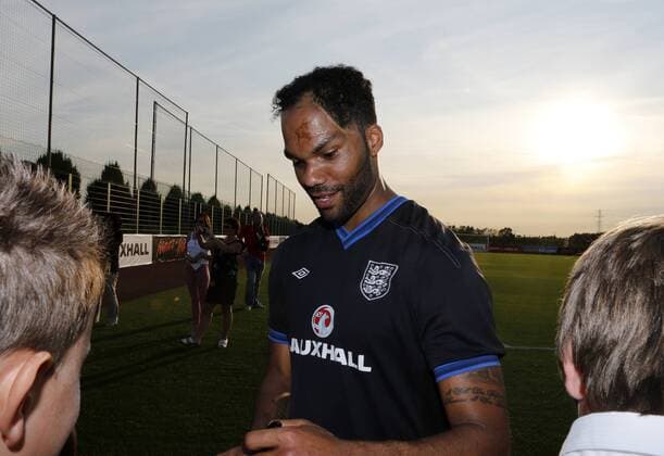 England s Joleon Lescott during training EDITORIAL USE ONLY. No use with unauthorised audio, video, data, fixture lists, club league logos or live services. Online in-match use limited to 120 images, no video emulation. No use in betting, games or single club league player publications.