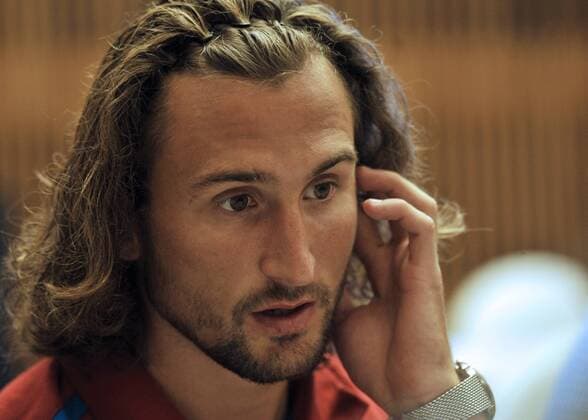 Meeting of the Czech national soccer team ahead of the World Cup qualification match in Denmark in Prague, Czech Republic on September 3, 2012. Petr Jiracek speaks with journalists. (CTKxPhoto MichalxKamaryt)  CTKPhoto212201209030435201