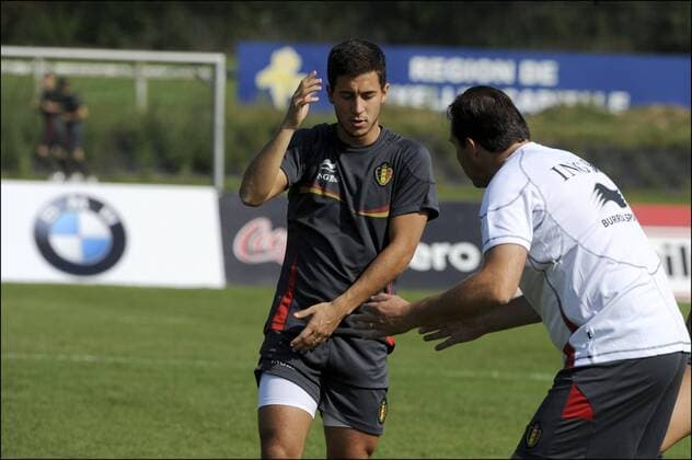 Marc Wilmots - Eden Hazard (BEL) - Training - 04 09 2012 xPhotoNewsx 