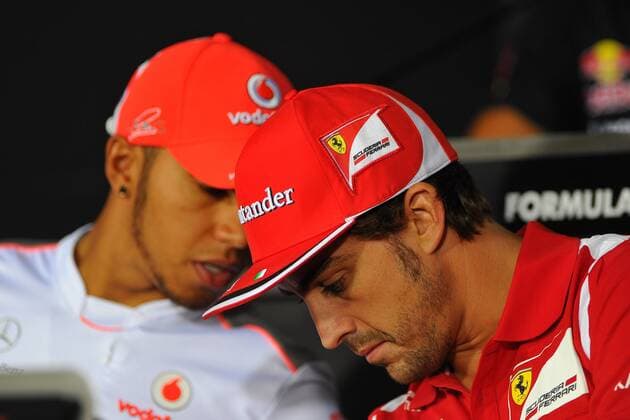 06.09.2012- Press conference, Lewis Hamilton (GBR) McLaren Mercedes MP4-27 and Fernando Alonso (ESP) Scuderia Ferrari F2012 Italian Grand Prix, Monza Monza 6. September 