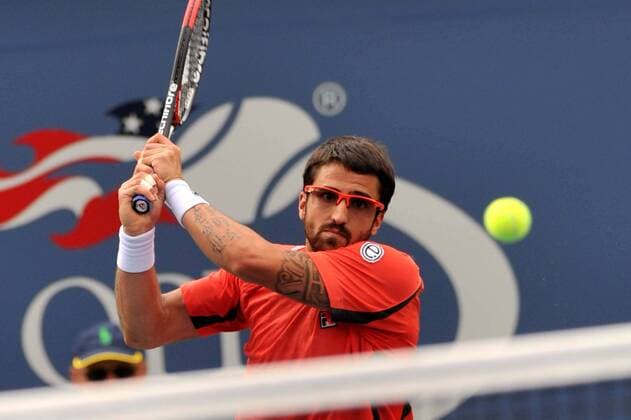 Tipsarevic of Serbia during the men s singles semifinal match at the U.S. Open tennis tournament in New York, the United States, Sept. 6, 2012. Tipsarevic lost 2-3. (Xinhua Wang Lei) US-NEW YORK-TENNIS-US OPEN-MEN S SINGLES-SEMIFINALS 