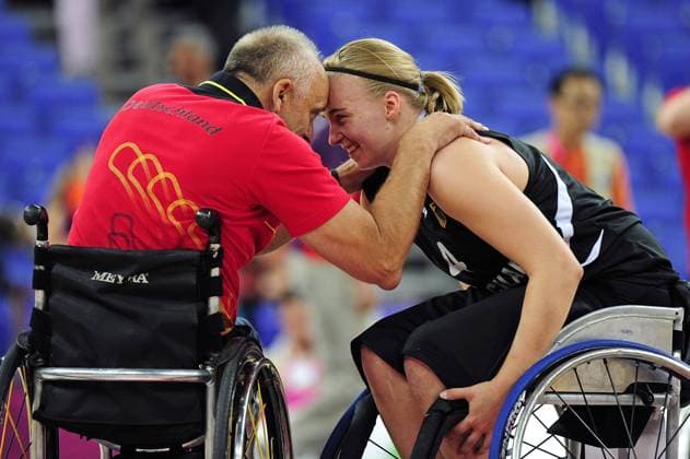 06.09.2012 Stratford, England. Germany coach Holger Glinicki and Mareike Adermann in action during the Wheelchair Basketball on day 8 of the London 2012 Paralympic Games at the North Greenwich Arena. xDavidxEmmx  ActionPlus20143307