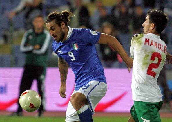 07.09.2012 Sofia(Bulgaria) Bulgaria-Italy FIFA World Cup Brazil 2014 qualifiers men s football Pablo Daniel Osvaldo(L) Italy and Stanislav Manolev (r) Bulgaria : 