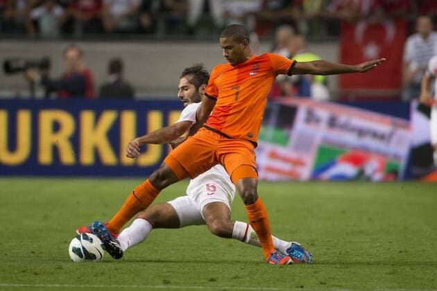 (L-R) Hamit Altintop of Turkey,Luciano Narsingh of Holland Holland v Turkey World Cup qualifier 2012 2013 xVIxOrangexPicturesx xLaurensxLindhoutxIVx 1136517