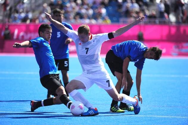 07.09.2012 London, England. Riverbank Arena. 7 a side football. Great Britain v Argentina. Michael Barker (GBR) in action during Day 9 of the Paralympics from the Riverbank Arena. Result : Great Britain 3 - 4 Argentina a.e.t xAnthonyxStanleyx  ActionPlus11327878