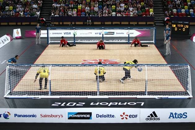 7.09.2012 London, England. Lithuania and Turkey in action in the Bronze Medal match of the Men s Goalball during Day 9 of the London Paralympics from the Copper Box xJordanxMansfieldx  ActionPlus11327749