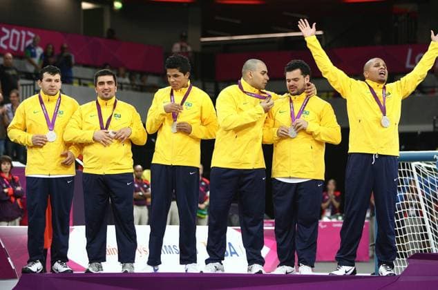 07.09.2012. London, England. Brazil win the Silver medal in the Men s Goalball during Day 9 of the London Paralympics from the Copper Box xJordanxMansfieldx  ActionPlus11327822
