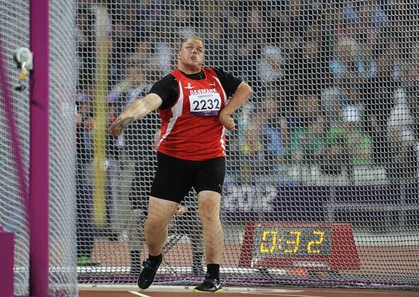 UK=07-09-2012: Paralympic Games, London 2012: Athletics. Ronni Jensen, (DEN), Discus Throw 