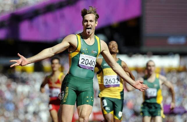 UK=08-09-2012: Paralympic Games, London 2012: Athletics. Evan O Hanlon (AUS) wins 200 m - T38 