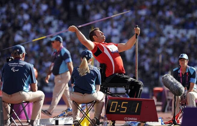 UK=08-09-2012: Paralympic Games, London 2012: Athletics. Jacob Dahl (DEN), shot put, javelin throw 
