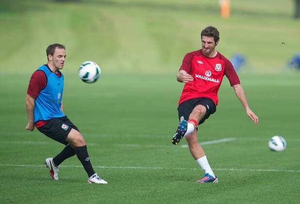 Football - soccer: Brazil 2014 World Cup, Qualifying Group A, Wales - Belgium, Wales Sam Ricketts during a training session at the Vale of Glamorgan ahead of the 2014 World Cup Brazil Qualifying Group A match against Belgium. (Hinweis: Verwendung nur in Deutschland, Österreich oder Schweiz - only Germany, Austria and Switzerland) xHOCHxZWEIx xPropagandax 