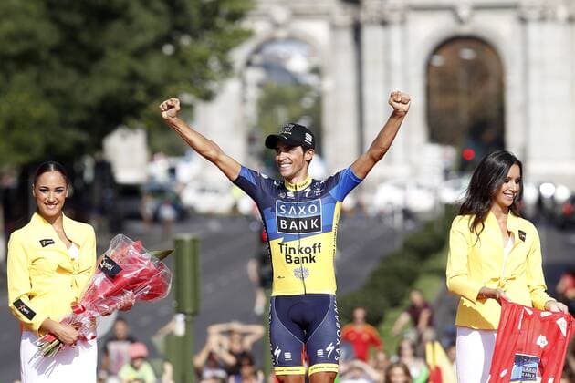 Alberto Contador celebrates the victory in the Overall Standing on Time of La Vuelta 2012.September 9,2012.  (201209095659)
