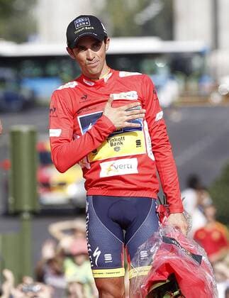 Alberto Contador with the red jersey celebrates the victory in the Overall Standing on Time of La Vuelta 2012.September 9,2012.  (20144061)
