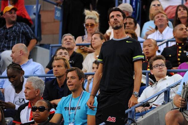 Serena Williams (USA) Patrick Mouratoglou (FRA) TENNIS : US Open - jour 14 - 09 09 2012 VirginieBouyer Tennismag Panoramic 