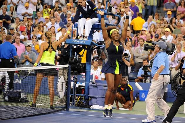 Serena Williams (USA) Victoria Azarenka (BLR) TENNIS : US Open - jour 14 - 09 09 2012 VirginieBouyer Tennismag Panoramic 