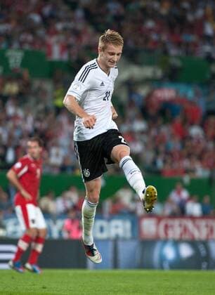 Jubel nach dem Tor zum 0-1: Torschütze Marco REUS (GER) jubelt. Fussball WM - Qualifikationsspiel: Österreich - Deutschland in Wien, Österreich am 11.09.2012,