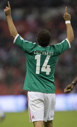 MEXICO CITY, Sept. 11, 2012 - Mexico s Javier - Chicharito - Hernandez celebrates after scoring during the 2014 World Cup qualifying soccer match against Costa Rica, at Azteca stadium, in Mexico City, capital of Mexico, on Sept. 11, 2012. (Xinhua Miguel Tovar) (mt) (da) (py) MEXICO-MEXICO CITY-SOCCER-FIFA WORLD CUP QUALIFIER-MEXICO VS COSTA RICA 
