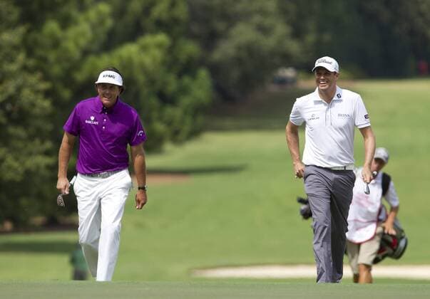 September 20, 2012: Phil Mickelson and Nick Watney approach the green on the fourth hole during the first round of the FedEx Cup - The Tour Championship at East Lake Golf Club in Atlanta, Georgia. GOLF: SEP 20 PGA Golf Herren - TOUR Championship by Coca-Cola Icon21012092020 EDITORIAL USE ONLY