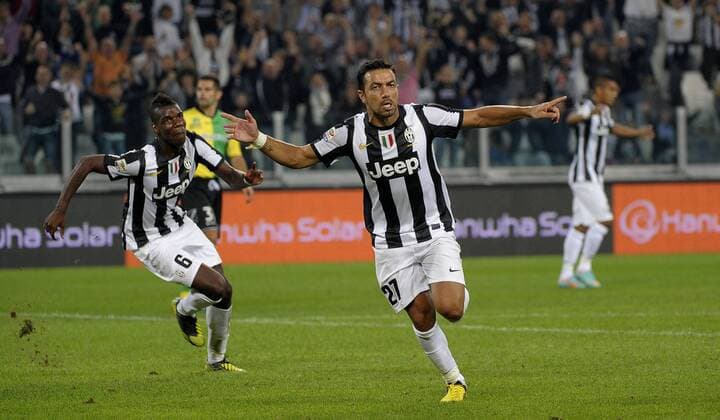 Esultanza di Fabio Quagliarella Juventus dopo il gol Goal Celebration Torino 22 9 2012 Juventus Stadium Football Calcio 2012 2013 Serie A Juventus Vs Chievo Verona Foto Federico Tardito Insidefoto federicoxtardito