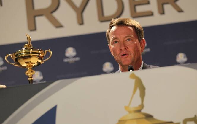 PGA-Ryder Cup 2012 Davis Love III answers questions in the Medinah media center Monday afternoon. 