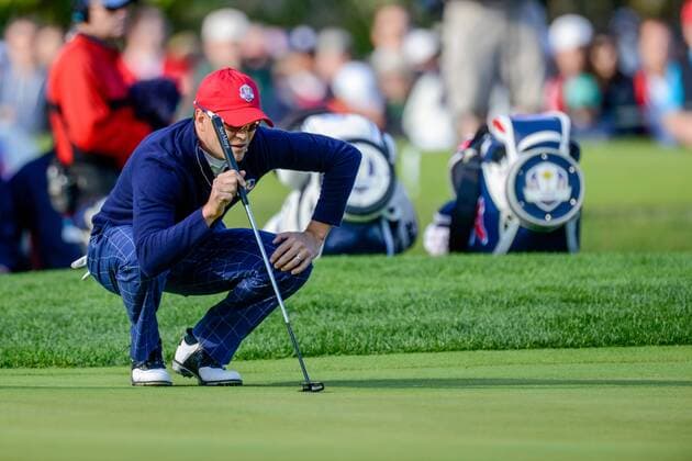 28 September, 2012: Keegan Bradley of Team USA in day one of Ryder Cup action during the morning Foursomes, at Medinah Country Club, in Medinah, IL. GOLF: SEP 28 PGA Golf Herren - Ryder Cup Icon1640928120868 EDITORIAL USE ONLY