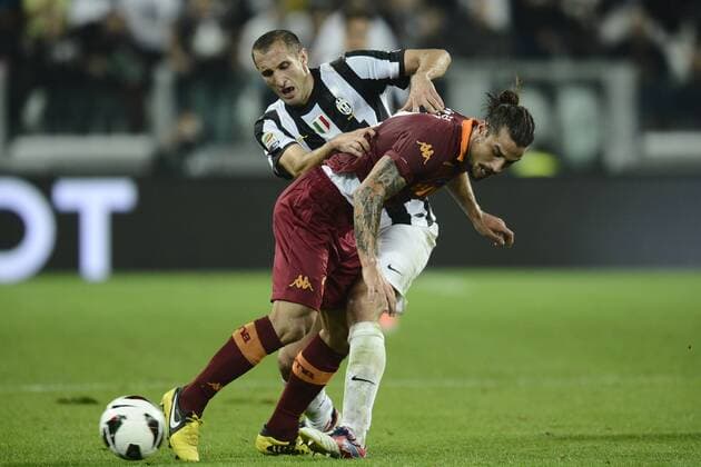 Db Torino 29 09 2012 - Serie A : Juventus Turin - AS Rom: Giorgio Chiellini-Daniel Pablo Osvaldo 