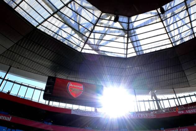 29.09.12 The sun bursts into the Emirates Stadium, home of Arsenal FC London next to the scoreboard. 