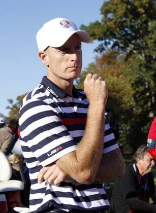 Team USA s Jim Furyk watches on the 18th hole at the 39th Ryder Cup at Medinah Country Club on September 29, 2012 in Medinah, Illinois. Europe came from behind to win the Cup 14 1 2 to 13 1 2.  MED2012093038