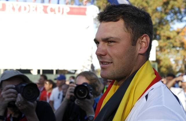 Team Europe s Martin Kaymer, of Germany, after winning his match to clinch the 39th Ryder Cup at Medinah Country Club on September 29, 2012 in Medinah, Illinois. Europe came from behind to win the Cup 14 1 2 to 13 1 2.  MED2012093040