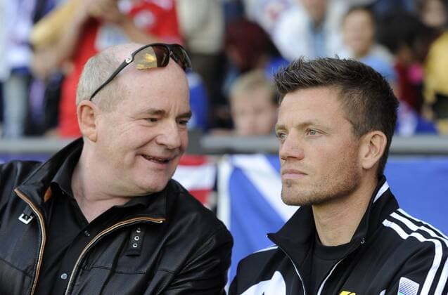 Manager Siegfried Dietrich (li., Frankfurt) und Trainer Philipp Dahm (re., Fra), 1.FFC Turbine Potsdam - 1.FFC Frankfurt, Fußball, Frauen, Bundesliga, Saison 2012 2013, Potsdam, 30.09.2012,